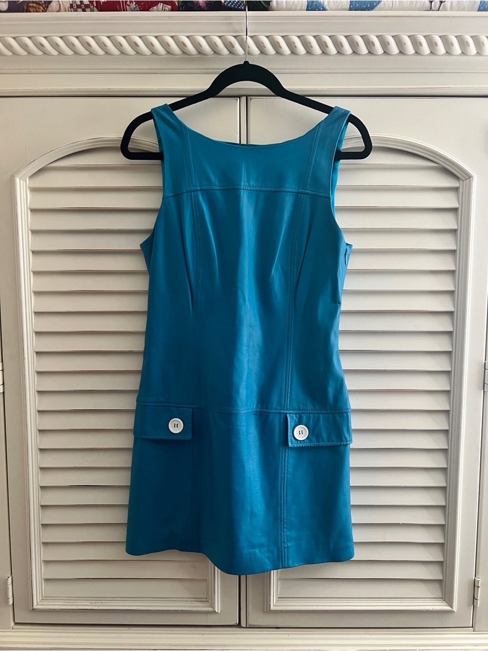 bebe Leather Sleeveless Mini Shift Dress